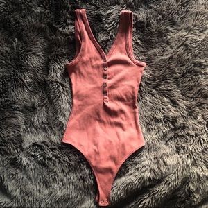 Abercrombie & Fitch ribbed henley tank bodysuit